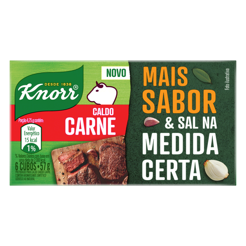 CALDO TABLETE CARNE KNORR MAIS SABOR CAIXA 57G 6 UNIDADES